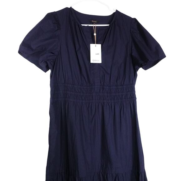 New Quince Women's Navy Blue Tiered Maxi Dress Large Organic Poplin 0013 - Picture 4 of 10
